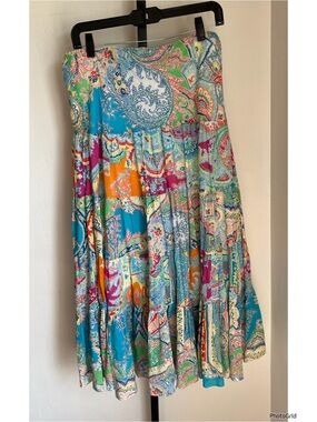 Lauren Ralph Lauren Colorful Printed Maxi Skirt Medium